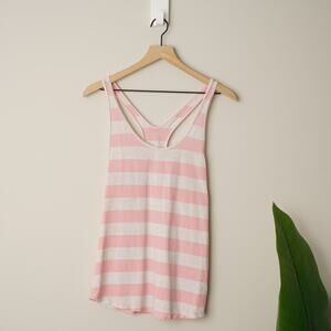 Lululemon Om Racerback Steep Stripe Beached Coral Heathered Angel White Tank Top